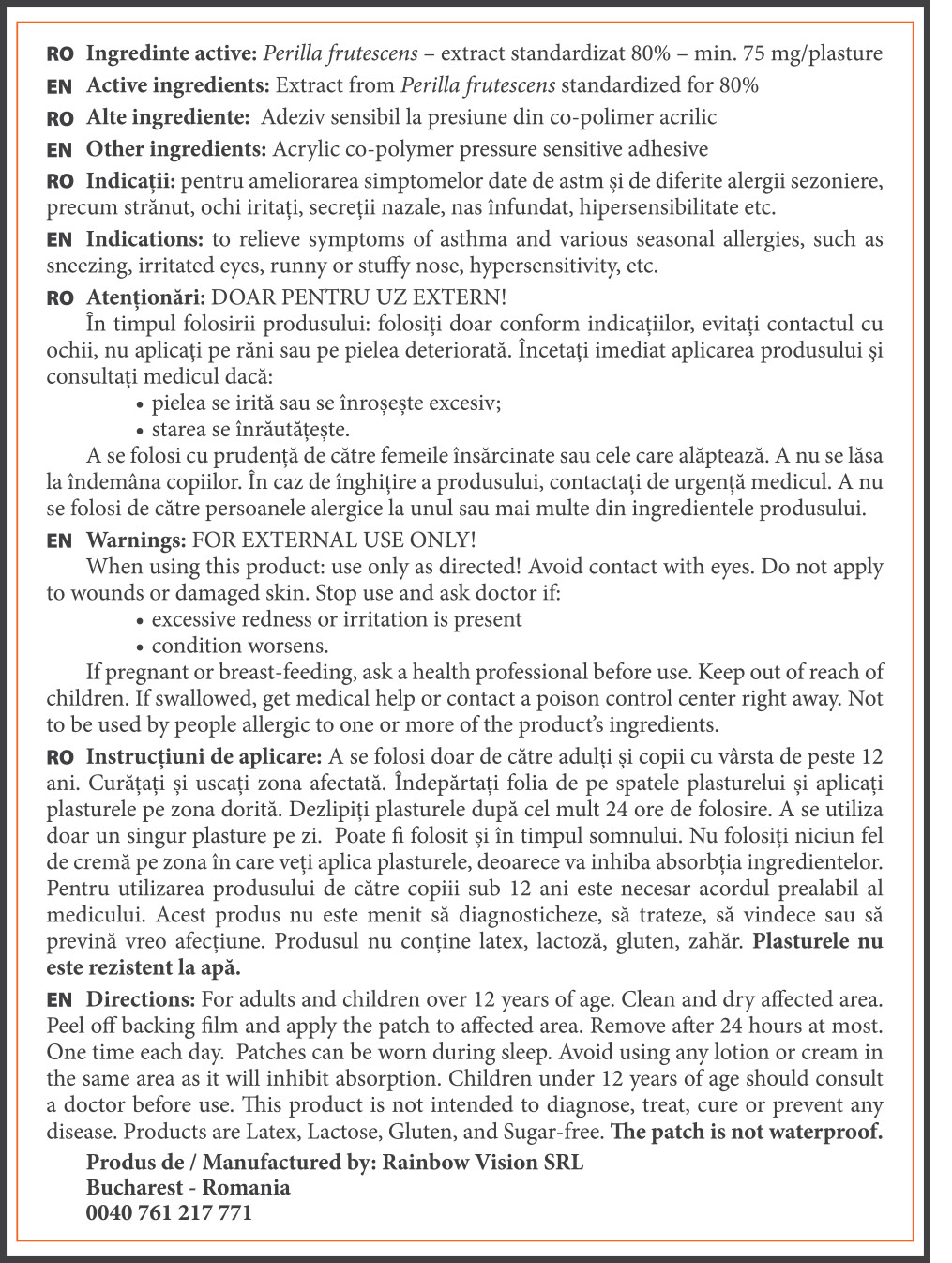 Allergy Patch - 24 buc